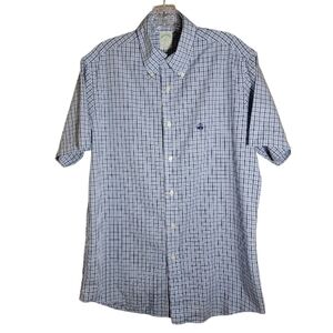 Brooks Brothers milano fit short sleeve button down plaid shirt size medium